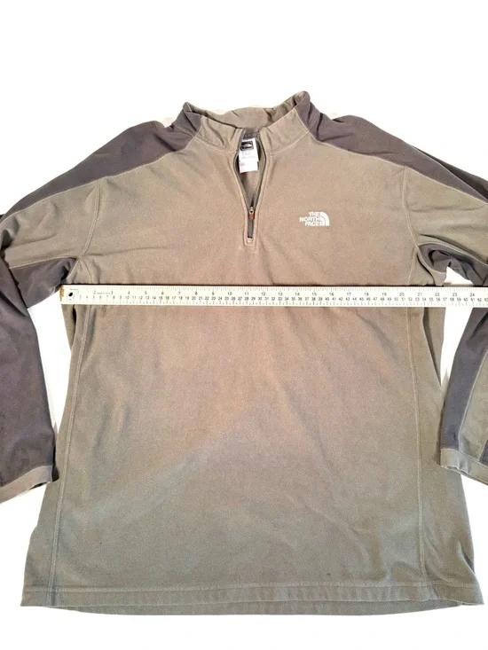 The North Face Men's Olive & Gray TKA 100 1/4-Zip Fleece Pullover Gorpcore - Picture 5 of 6